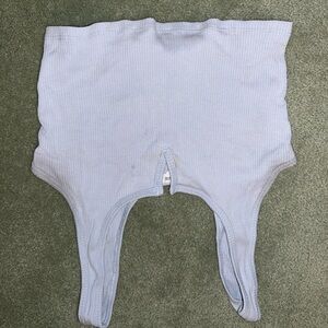 Garage Sky Blue Ribbed Crop Top